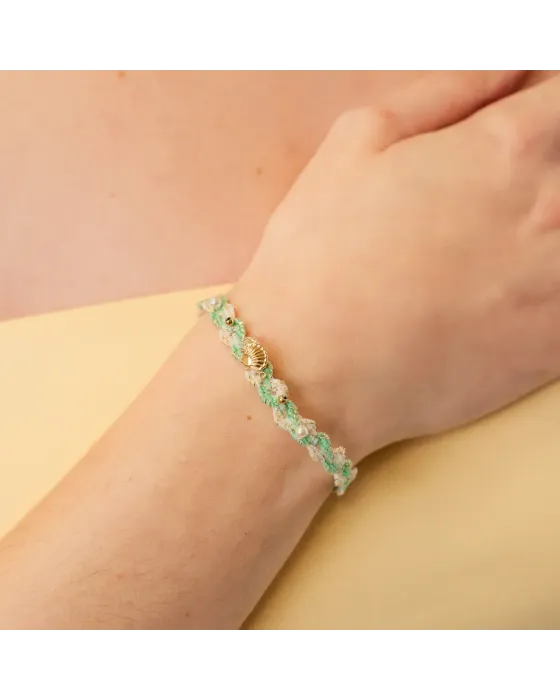 Pulseira Têxtil Turquesa Concha e Pérolas Spirit Vibria Anartxy 2