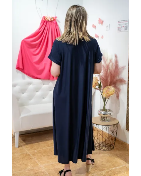 Vestido Liso Amalia Azul Marino Oversize | Esenciales