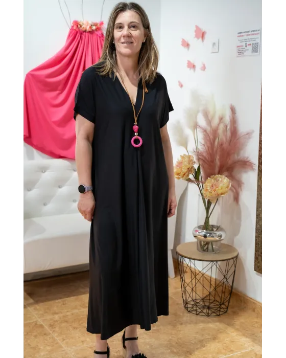 Vestido Liso Amalia Preto Oversize | Essenciais
