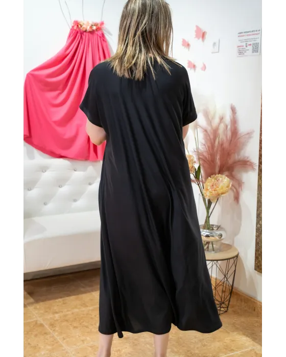 Vestido Liso Amalia Negro Oversize | Esenciales 2