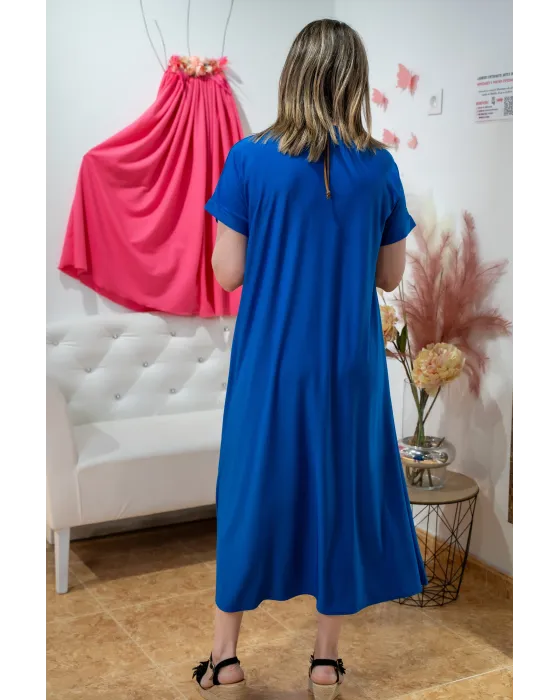 Vestido Liso Amalia Azul Klein Oversize | Esenciales