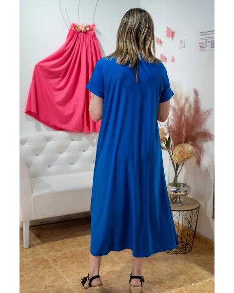 Vestido Liso Amalia Azul Klein Oversize | Esenciales