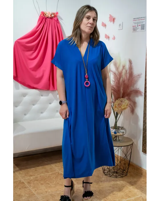 Vestido Liso Amalia Azul Klein Oversize | Esenciales 2