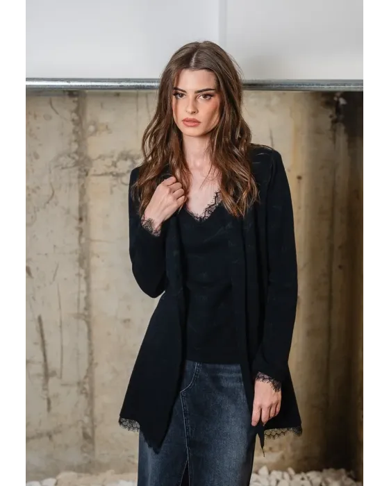 Americana Animosa Rock & Roll Negra con Encaje | Blazer 2