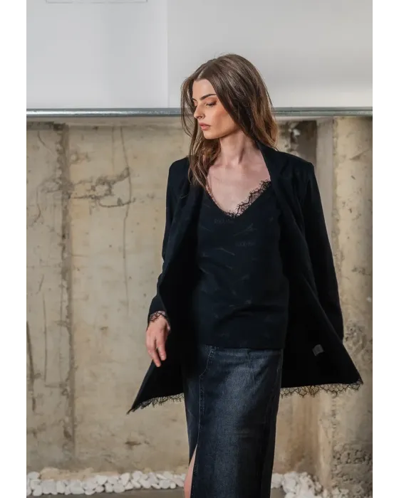 Americana Animosa Rock & Roll Negra con Encaje | Blazer