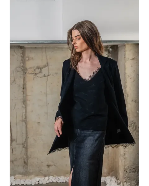 Americana Animosa Rock & Roll Negra con Encaje | Blazer