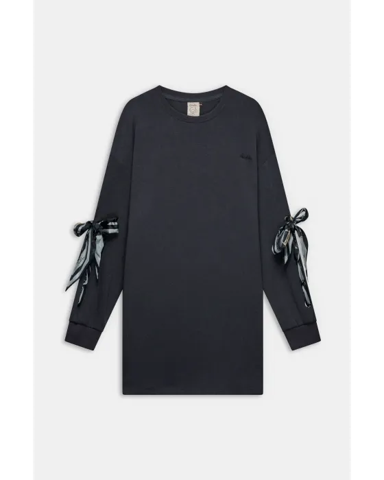 Vestido Anekke Oversize Gris con Lazos en Mangas | Ropa Anekke
