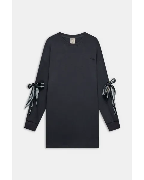 Vestido Anekke Oversize Gris con Lazos en Mangas | Ropa Anekke