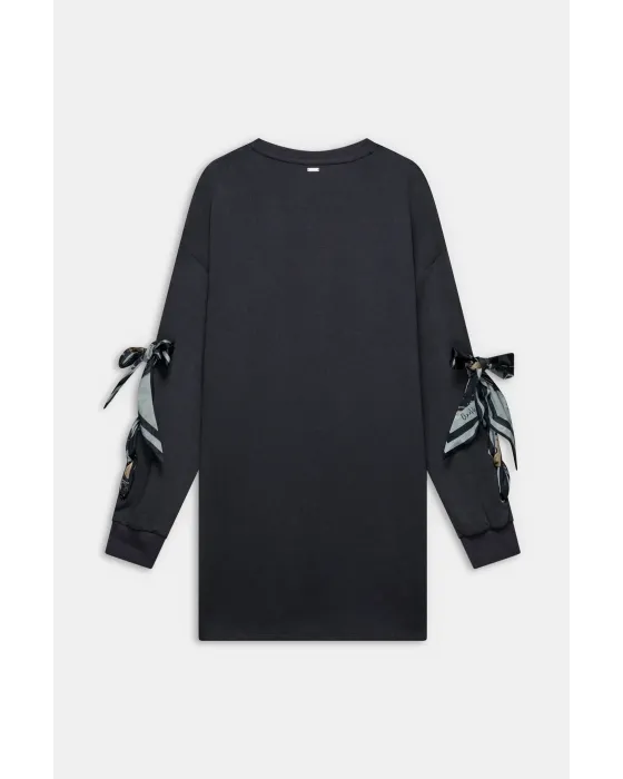 Vestido Anekke Oversize Gris con Lazos en Mangas | Ropa Anekke