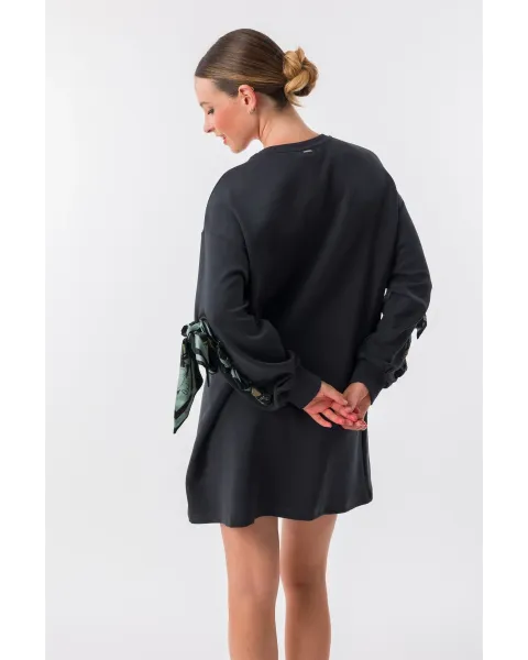 Vestido Anekke Oversize Gris con Lazos en Mangas | Ropa Anekke