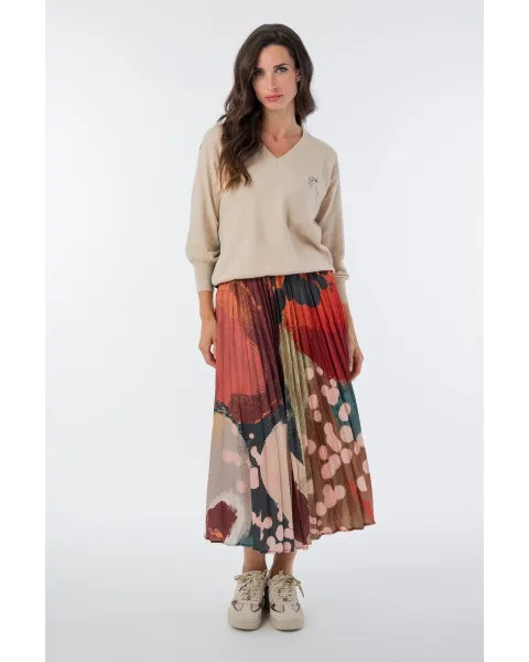 Saia Plissada Anekke Blosson Estampada | Maldita Shop