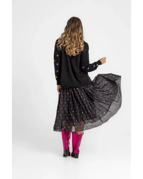 Suéter crop STARS negro con estrellas multicolor
