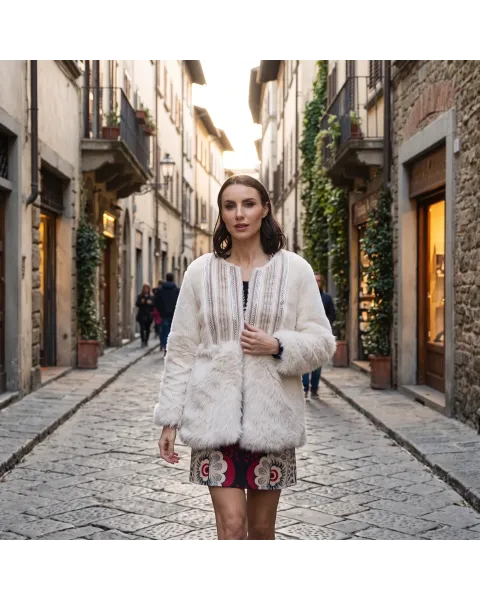 Chaqueta Malalá Roma | Chaqueta crema con detalle bordado