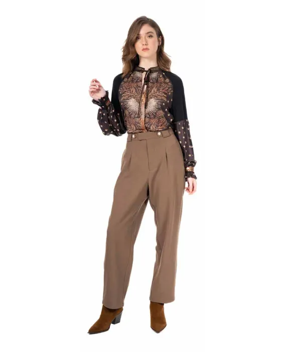 Blusa Malalá Haiti - Estampado botánico y manga larga