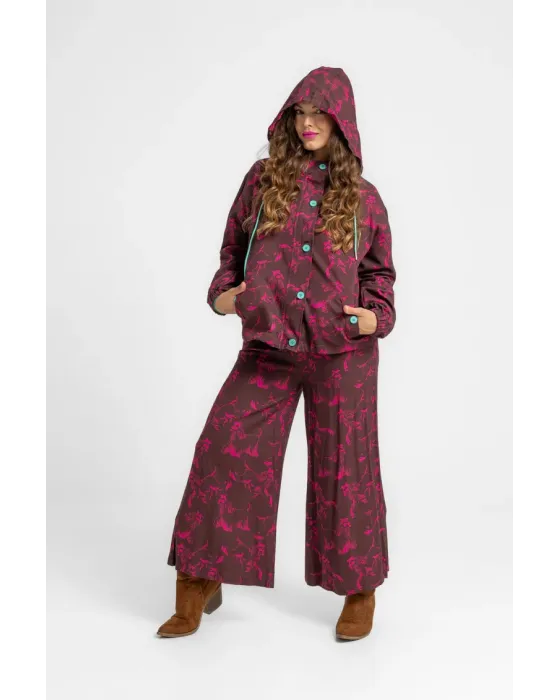 Chaqueta Lolina capucha - FLOWING, estampado fucsia