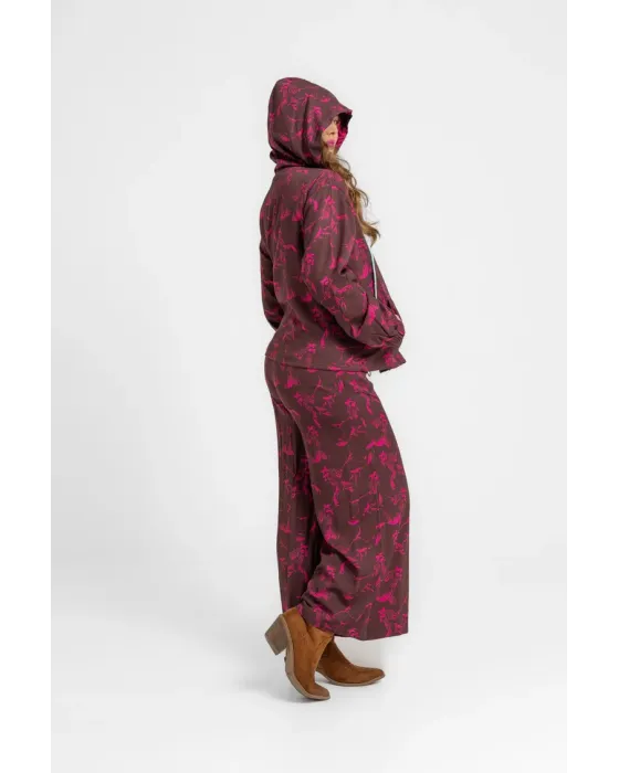 Chaqueta Lolina capucha - FLOWING, estampado fucsia