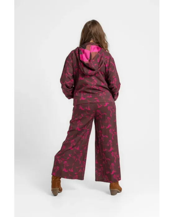 Chaqueta Lolina capucha - FLOWING, estampado fucsia