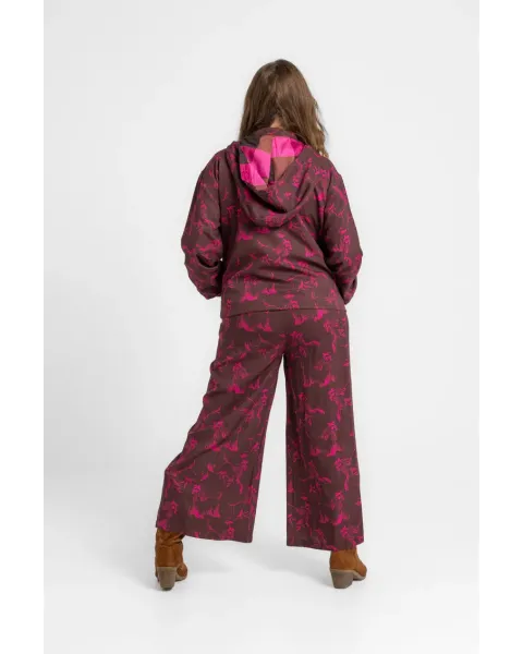 Chaqueta Lolina capucha - FLOWING, estampado fucsia