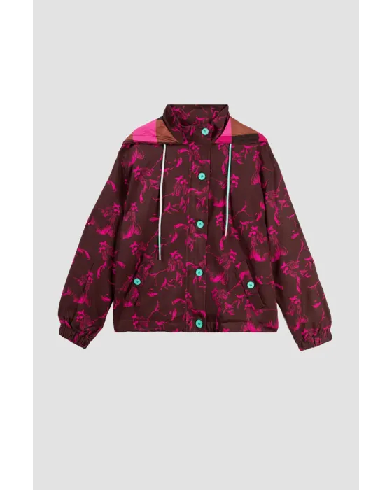 Chaqueta Lolina capucha - FLOWING, estampado fucsia 2