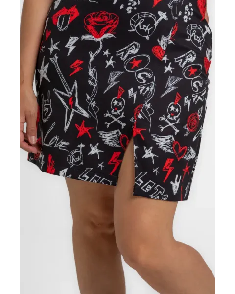 Falda Lolina trapecio ROCK AND ROLL | Minifalda estampada