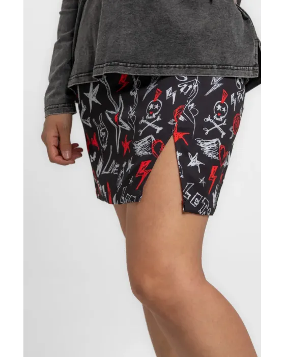 Falda Lolina trapecio ROCK AND ROLL | Minifalda estampada