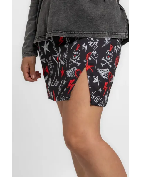 Falda Lolina trapecio ROCK AND ROLL | Minifalda estampada