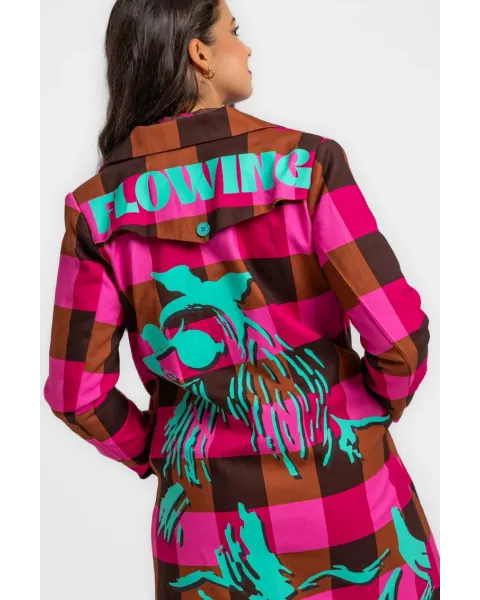 Gabardina Lolina fluida - FLOWING | Gabardina midi a cuadros