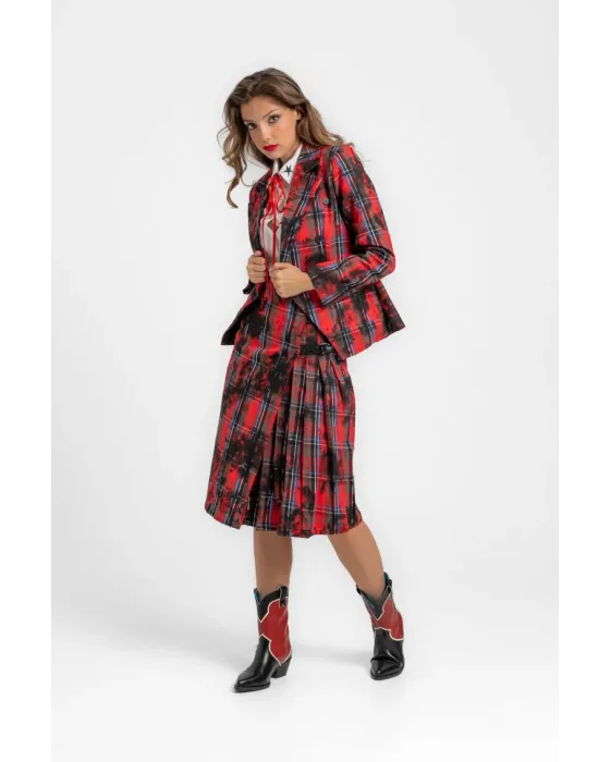 Blazer Lolina entallada - ROCK AND ROLL | Tartán rojo