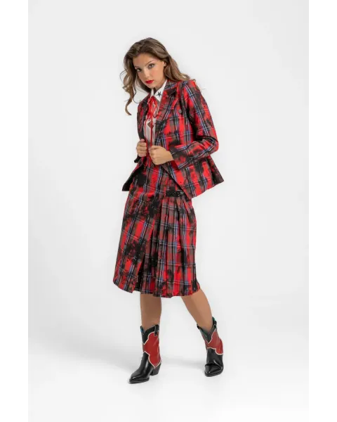 Blazer Lolina entallada - ROCK AND ROLL | Tartán rojo