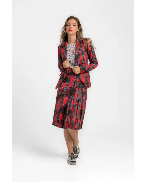 Blazer Lolina entallada - ROCK AND ROLL | Tartán rojo
