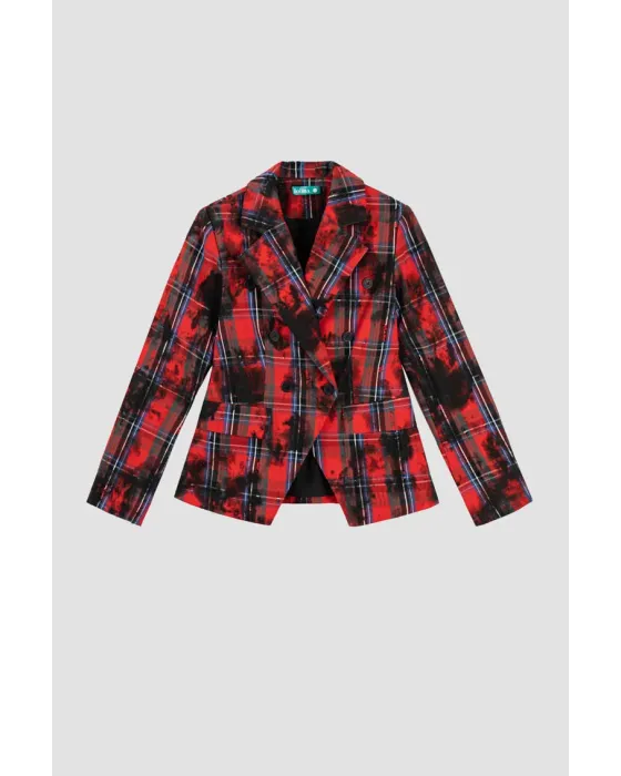 Blazer Lolina entallada - ROCK AND ROLL | Tartán rojo