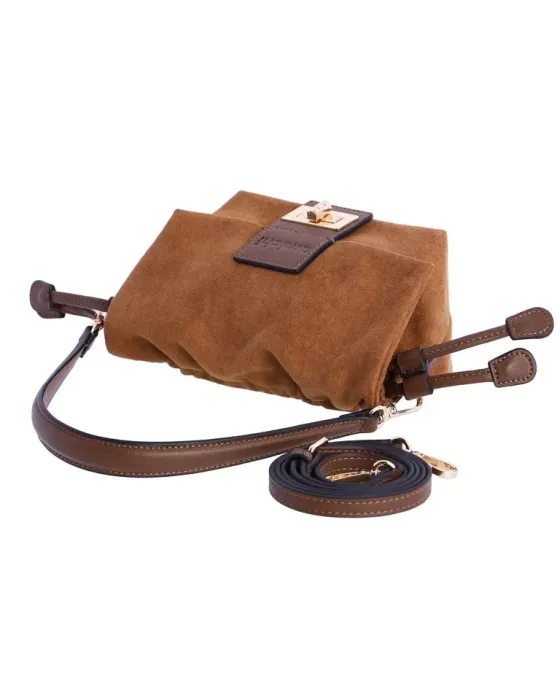 Mala de ombro Amichi Camel 5705 | Mala em camurça