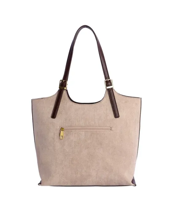 Bolso Hombro Amichi Beige 1119 | Bolso de ante