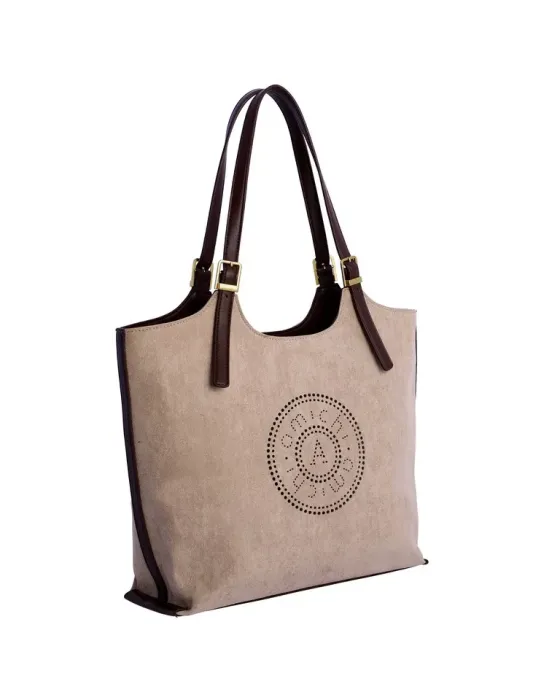 Bolso Hombro Amichi Beige 1119 | Bolso de ante
