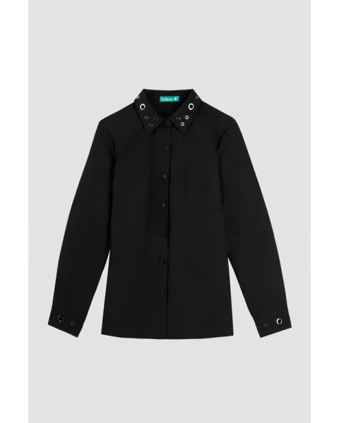 Camisa Lolina ojales BRILLANDO | Camisa negra