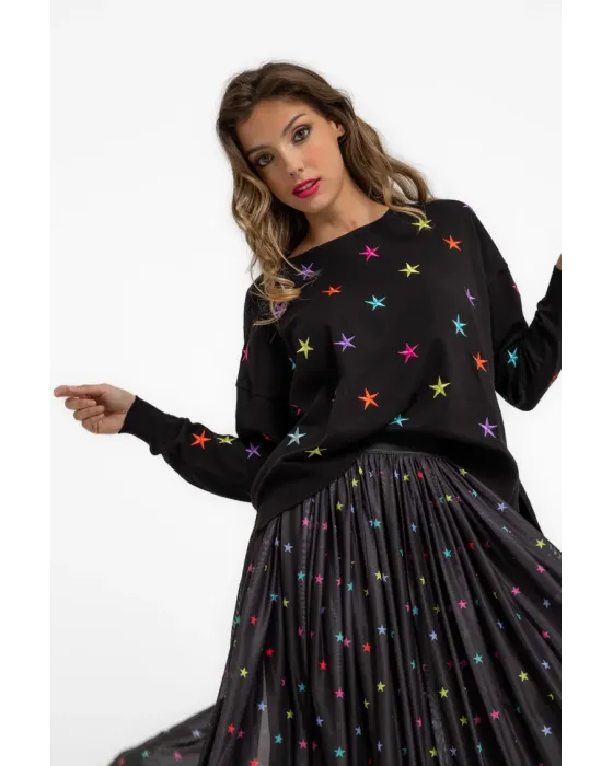 Suéter Lolina crop Stars | Jersey estampado