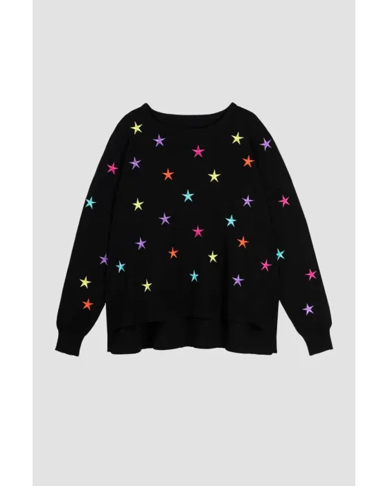 Suéter Lolina curto Stars | Malha estampada