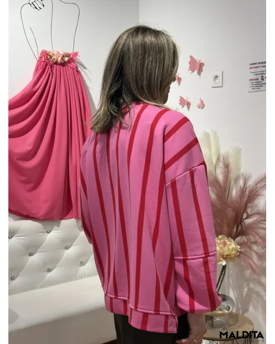 Sudadera Rayas Esenciales Rosa Rojo | Esenciales
