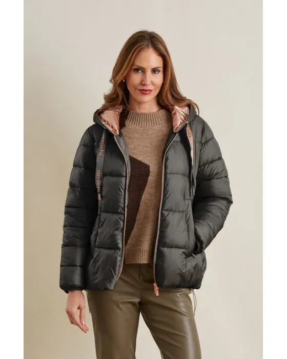 Parka Corta Amichi Capucha Negro | Chaqueta