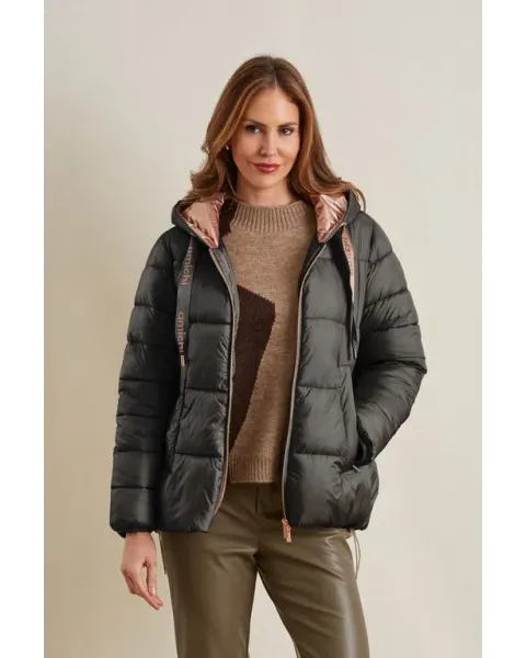 Parka Corta Amichi Capucha Negro | Chaqueta