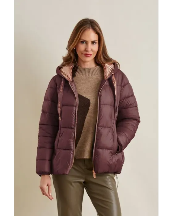 Parka Corta Amichi Capucha Burdeos | Chaqueta