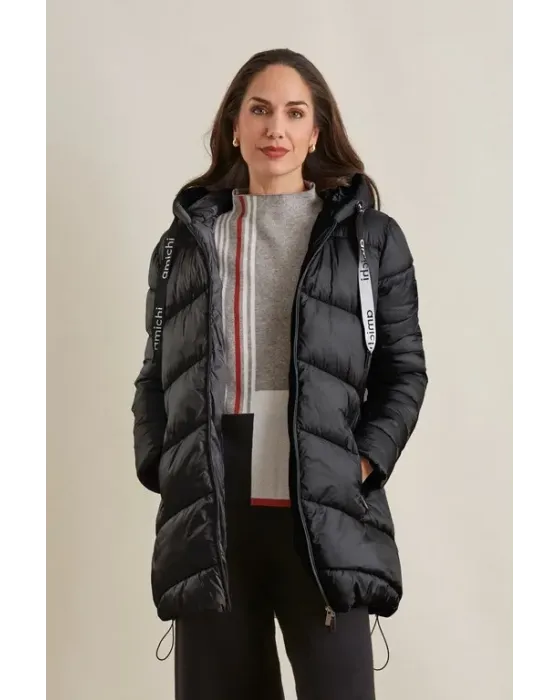 Parka Larga Amichi Negro | Abrigo acolchado