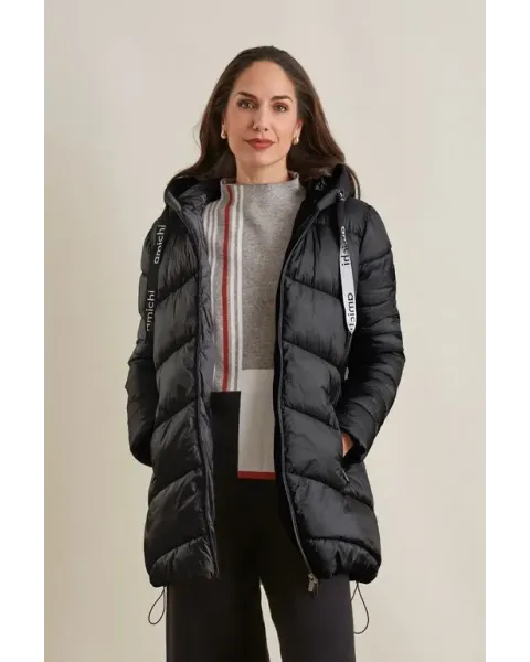Parka Comprida Amichi Preto | Casaco acolchoado