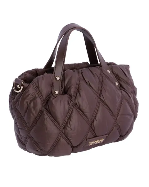 Bolso de mão Amichi Castanho | Bolsa acolchoada