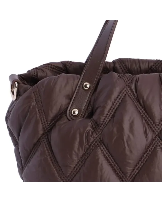 Bolso de mão Amichi Castanho | Bolsa acolchoada