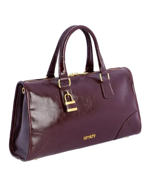 Bolsa de mão Amichi Bordeaux cadeado | bolsa de mão