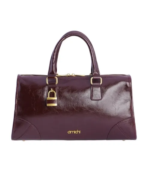 Bolsa de mão Amichi Bordeaux cadeado | bolsa de mão