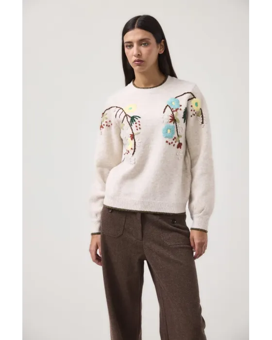 Jersey MDM bordado floral | Punto crudo