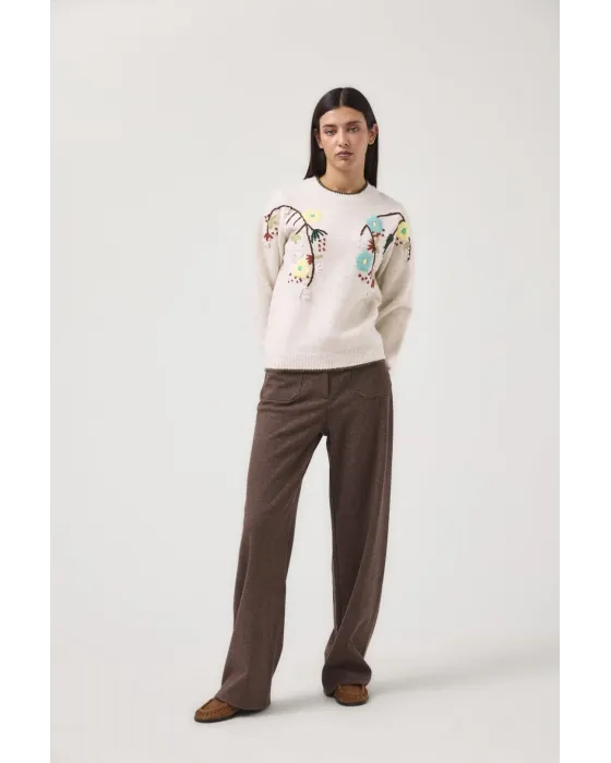 Jersey MDM bordado floral | Punto crudo