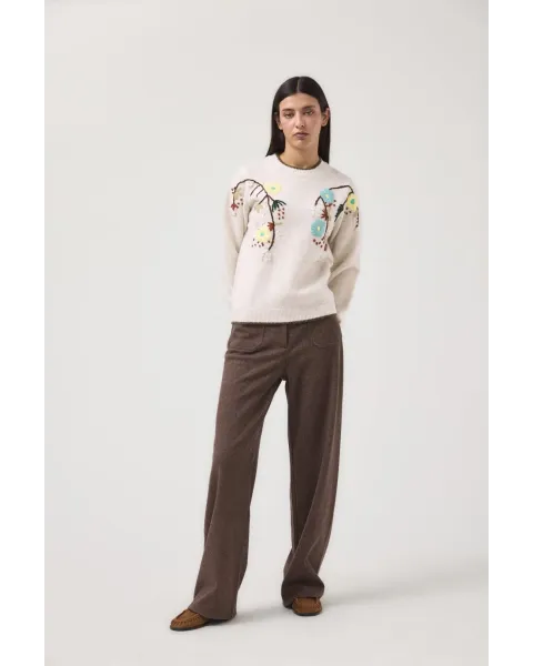 Jersey MDM bordado floral | Malha cru
